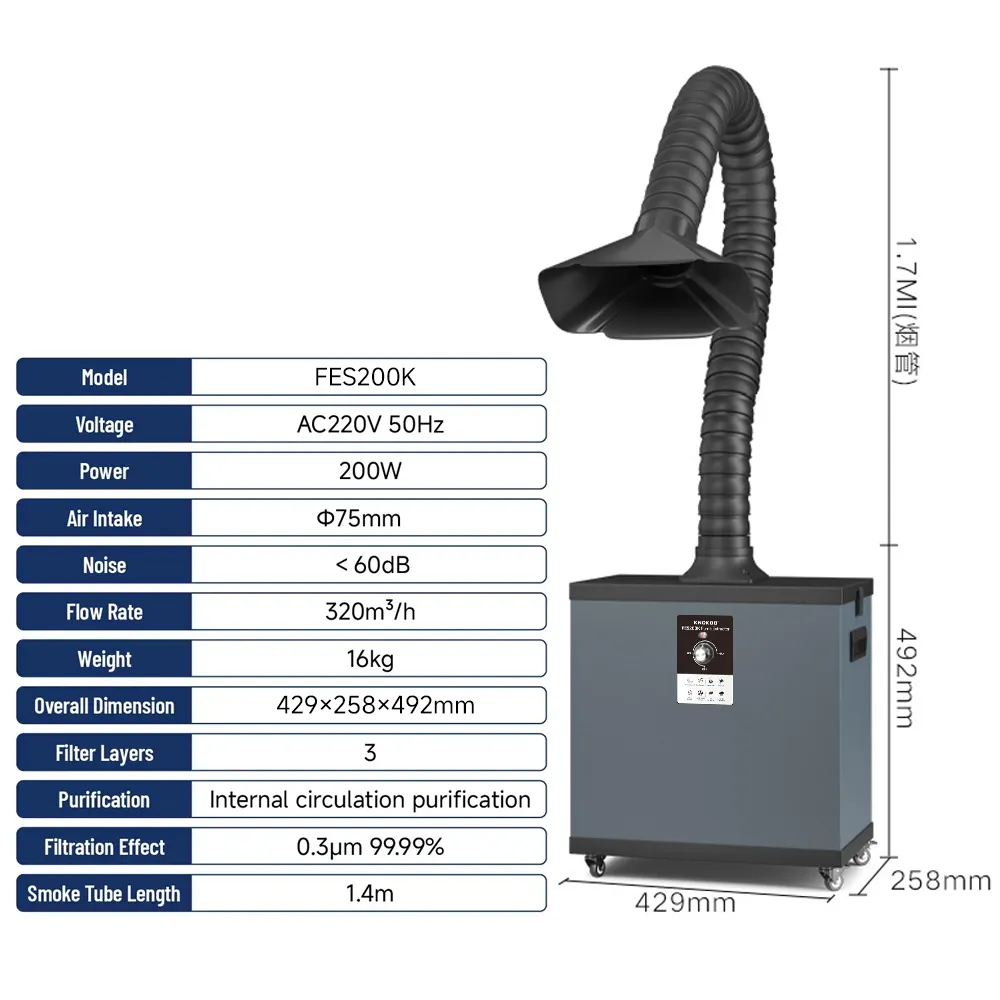 Industrial Laser Equipment - KNOKOO 200 واط مرشح الغبار الصناعي