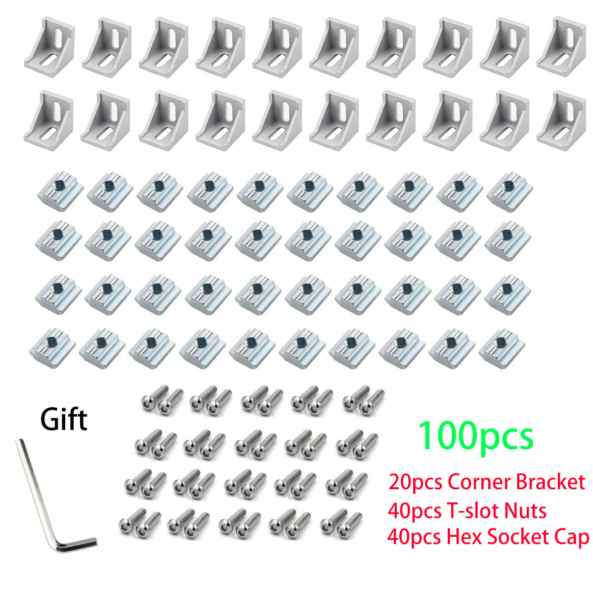 Aluminum T-Slot Profile - 100 قطعة 2020 الألومنيوم الشخصي مجموعة