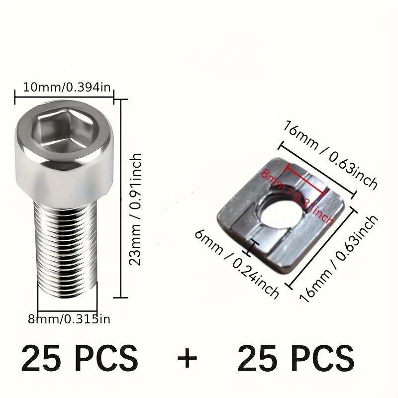 25 مجموعة من صواميل الفولاذ M8 - مراجعة Aluminum T-Slot Profile وسعره