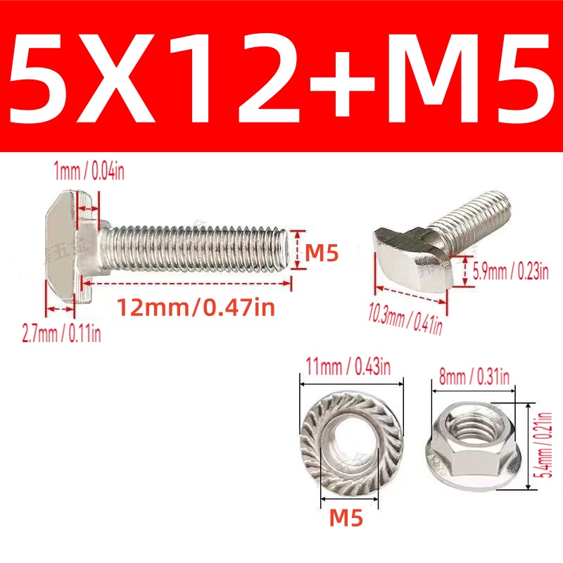 10 مجموعات M5 T الترباس المسما - مراجعة Aluminum T-Slot Profile وسعره